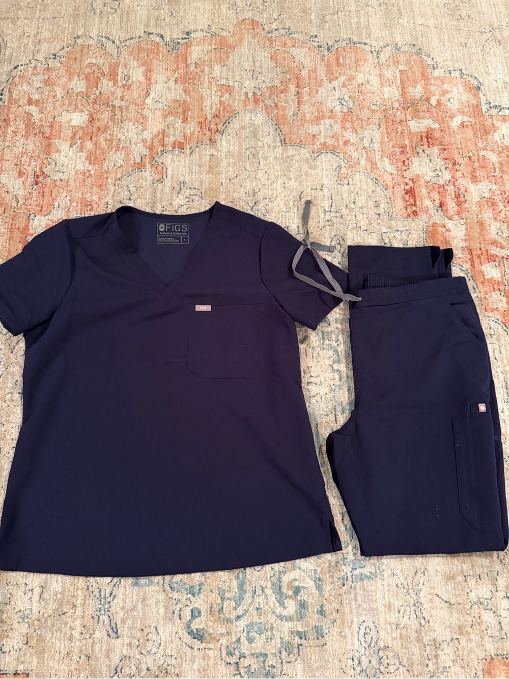 Figs womens Navy Blue Scrub Top and Pants Set